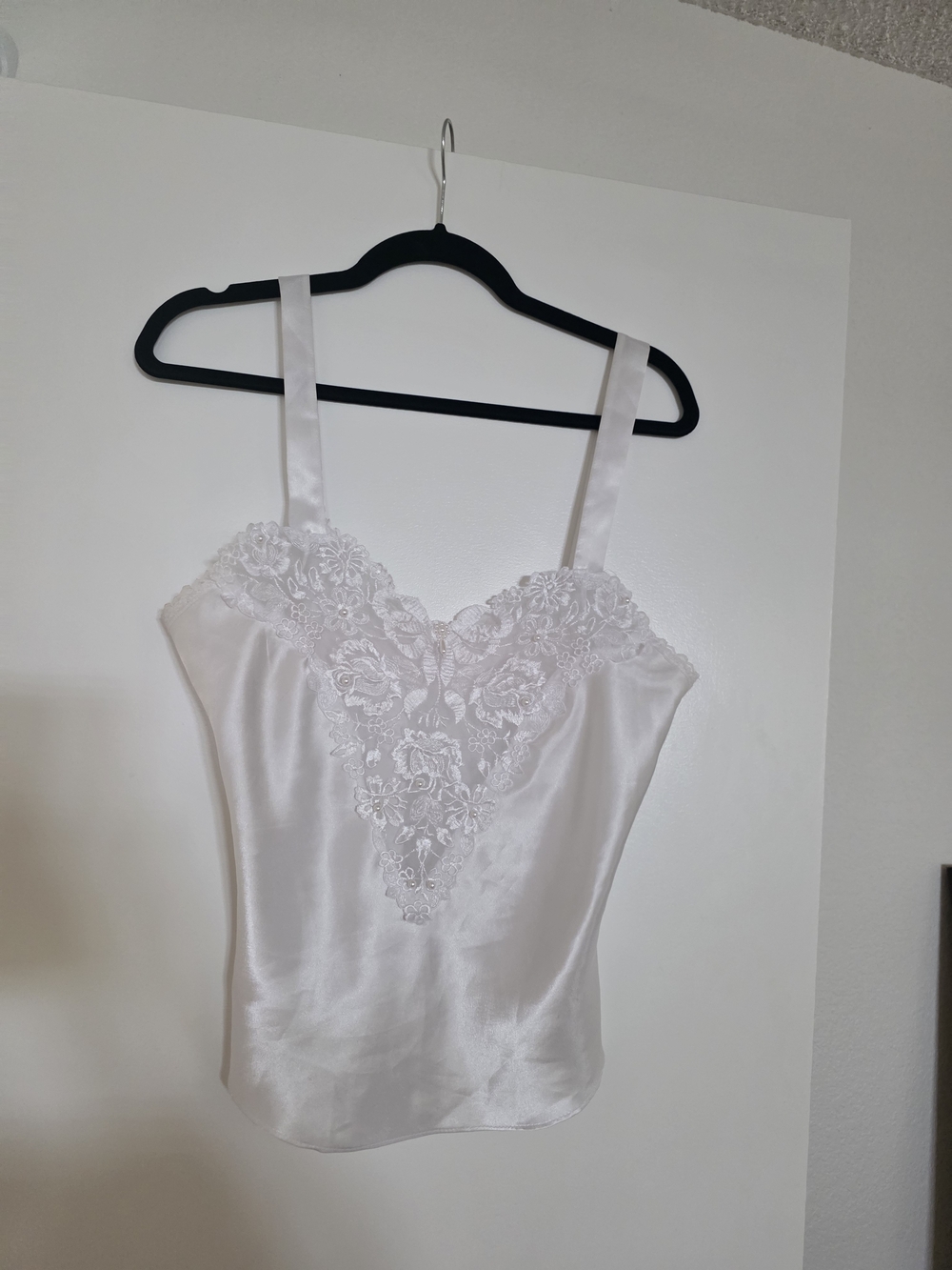 White Satin Lace Trim Camisole